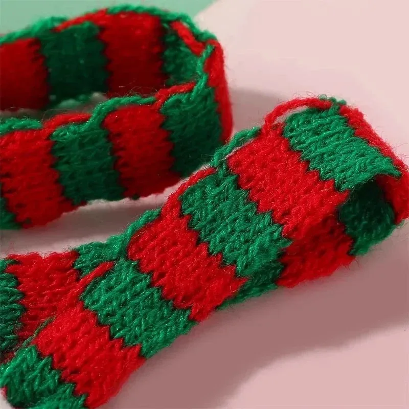 Mini Santa Knitted Hat & Scarf Small Christmas Costume for Cat Rabbit Doll Lollipop Bottle Cap DIY Xmas Party Dinner Decoration