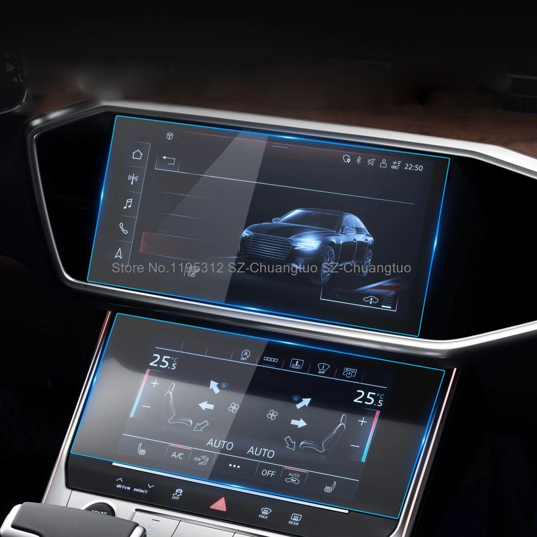 Osłona ze szkła hartowanego do audi A6 lub A7 2019-2024 Nawigacja samochodowa GPS i panel przyrządów Folia ochronna ekranu LCD — zdjęcie 6