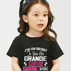 I Will Become A Sister in 2025 Pregnancy Announcement TShirt Kids Girl Short Sleeve Tee Top Future Big Sister Child T-shirt
