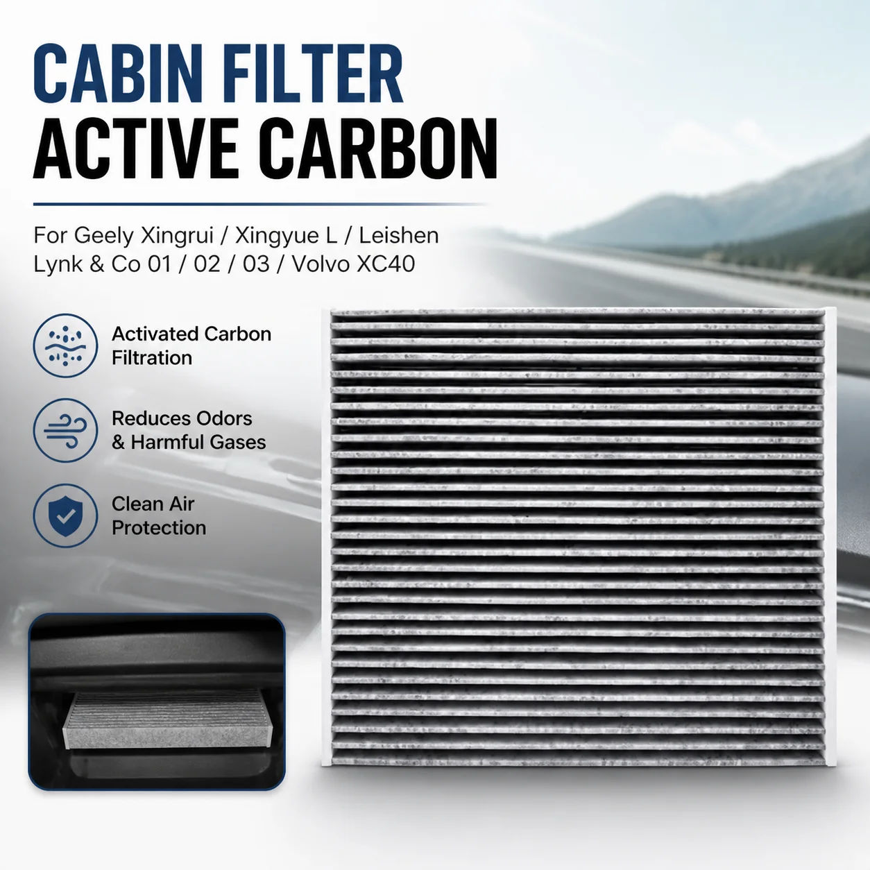 Cabin Filter Active Carbon Replacement For Geely Xingrui Xingyue L Leishen Lynk & Co 01 02 03 Volvo XC40 Car Accessory