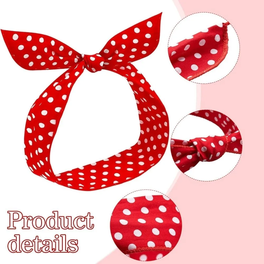 Bild 4: 2 Stücke Mode Polka Dot Bandana Stirnband Bogen Breites Haar Hoop Dame Kopftuch Haarschmuck