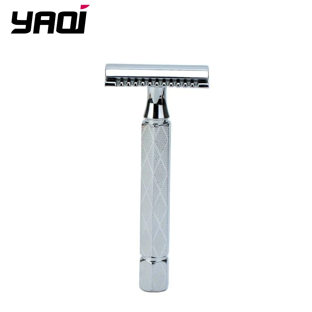 YAQI 12mm Chrome Color Hexahedral Aluminum Handle Mens Shaving Safety Razor