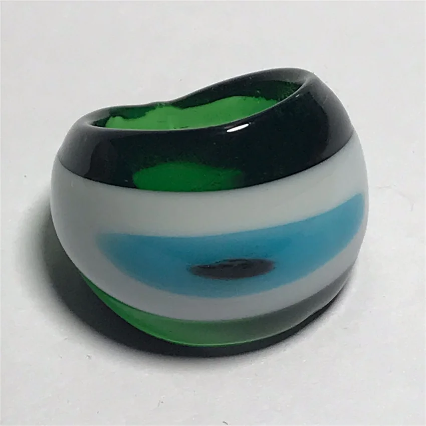 جديد اليدوية خمر للنساء الرجال زجاج مورانو الشفاف الصقيل العين الفن اللوحة نمط سلسلة خواتم الاصبع