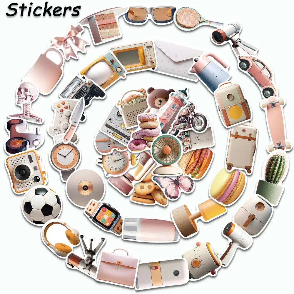 50pcs INS Style Minimalism Stickers Cartoon Household Electrical Appliances Decal For Fridge Laptop Skateboard Graffiti Stickers