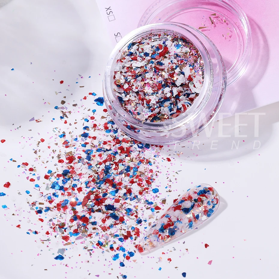 Paillettes irrégulières pour Nail Art, mélange de couleurs, flocons scintillants, tranches cassées, feuilles, breloques à assembler soi-même, accessoires de décoration de manucure, 4 pièces