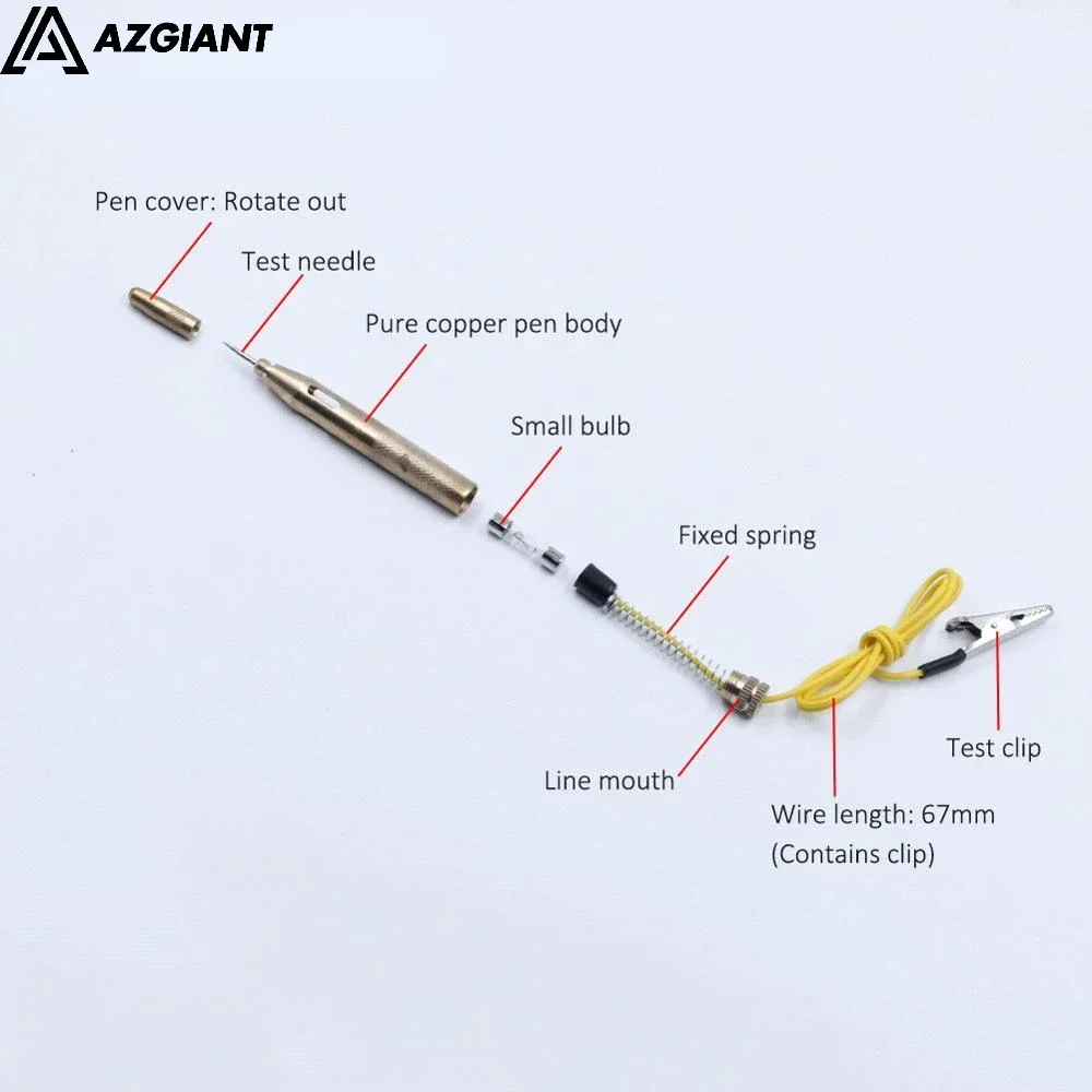 With extra bulbs Automotive Copper circuit testing Car Light Lamp Voltage electrician line repair 12V 6V DC electric test pen