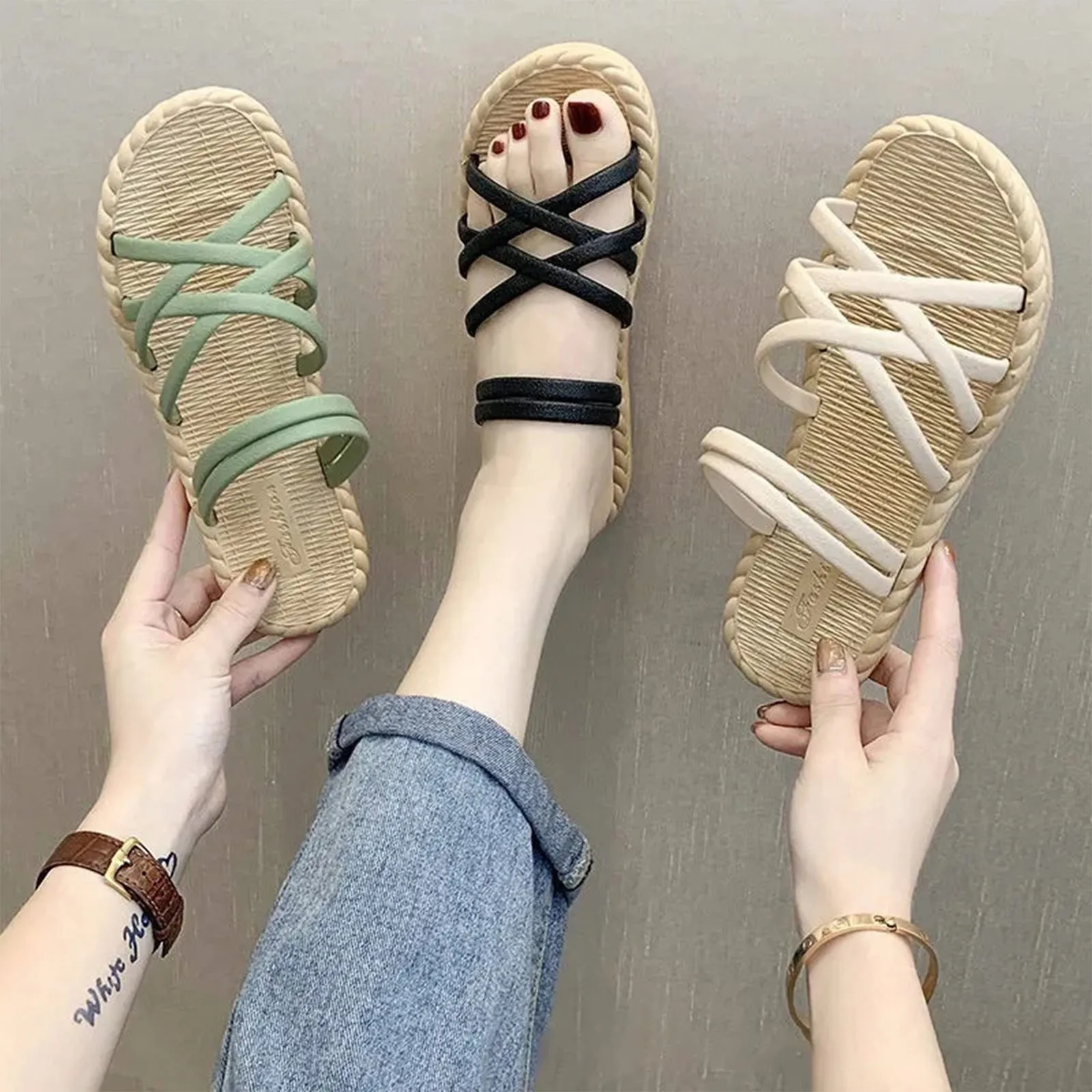 

Fashionable New Style Popular Women's Summer Soft Bottom Super Fairy Sandals Slippers Flat Slippers For Women Wear Externally