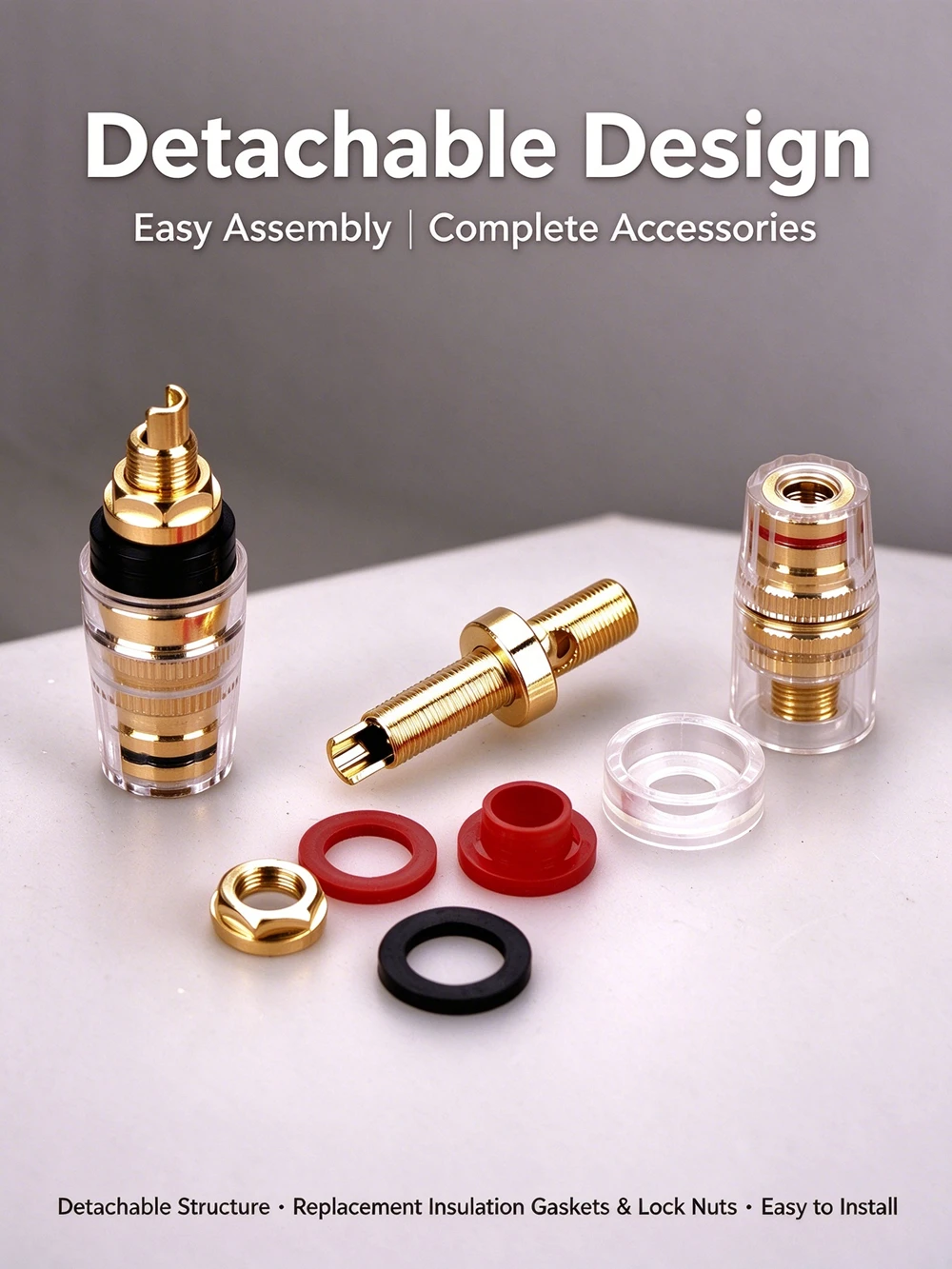 HIFIDIY LIVE DIY Lautsprecher-Anschlussklemme Binding Post HIFI Verstärker Reines Kupfer Vergoldete Bananenbuchse Anschlussdose M8 L8 – Detail 3