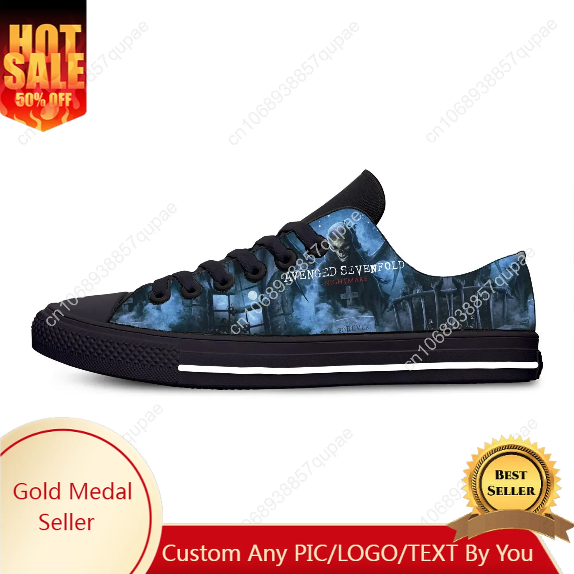 

Avenged Sevenfold A7X Low Top Sneakers Mens Womens Teenager Casual Shoes Canvas Running Shoes 3D Print Lightweight shoe Black