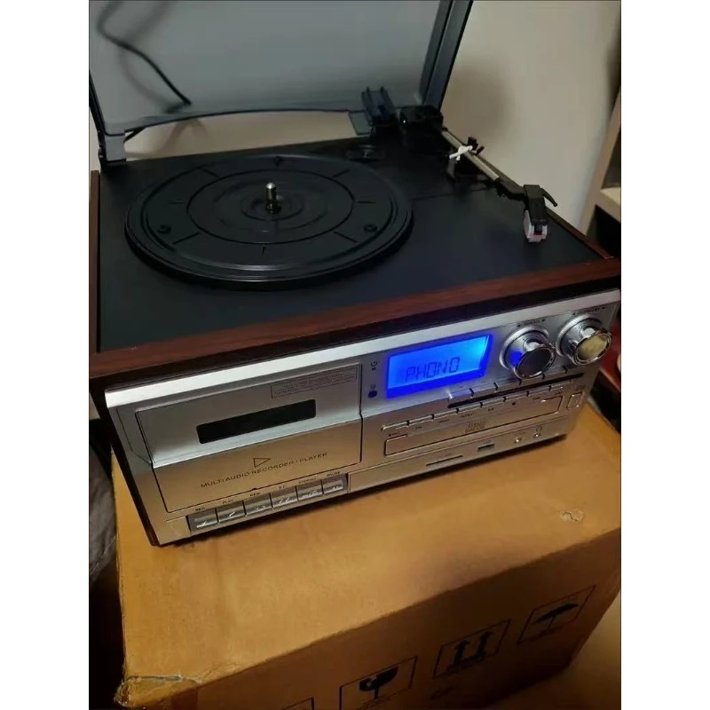Multifunctional 10-in-1 Vinyl Record Player CD Cassette Player FM AM Radio Bluetooth Speaker