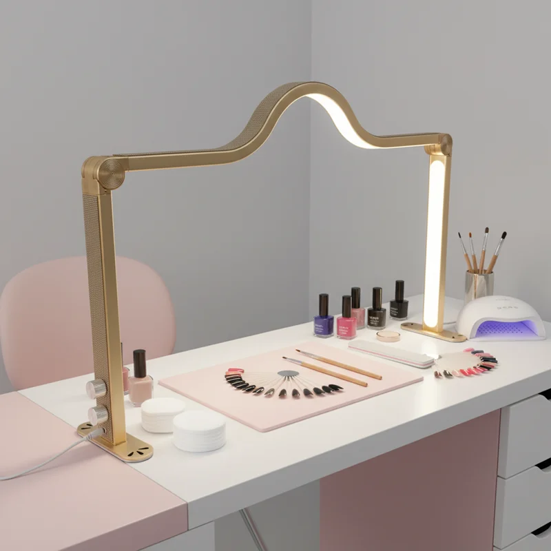 

32inch Nail Desk Lamp 48W LED Half Moon Light Large Sauqre Shape Fill Light for Lash Extensio Photography Puzzle Crafting