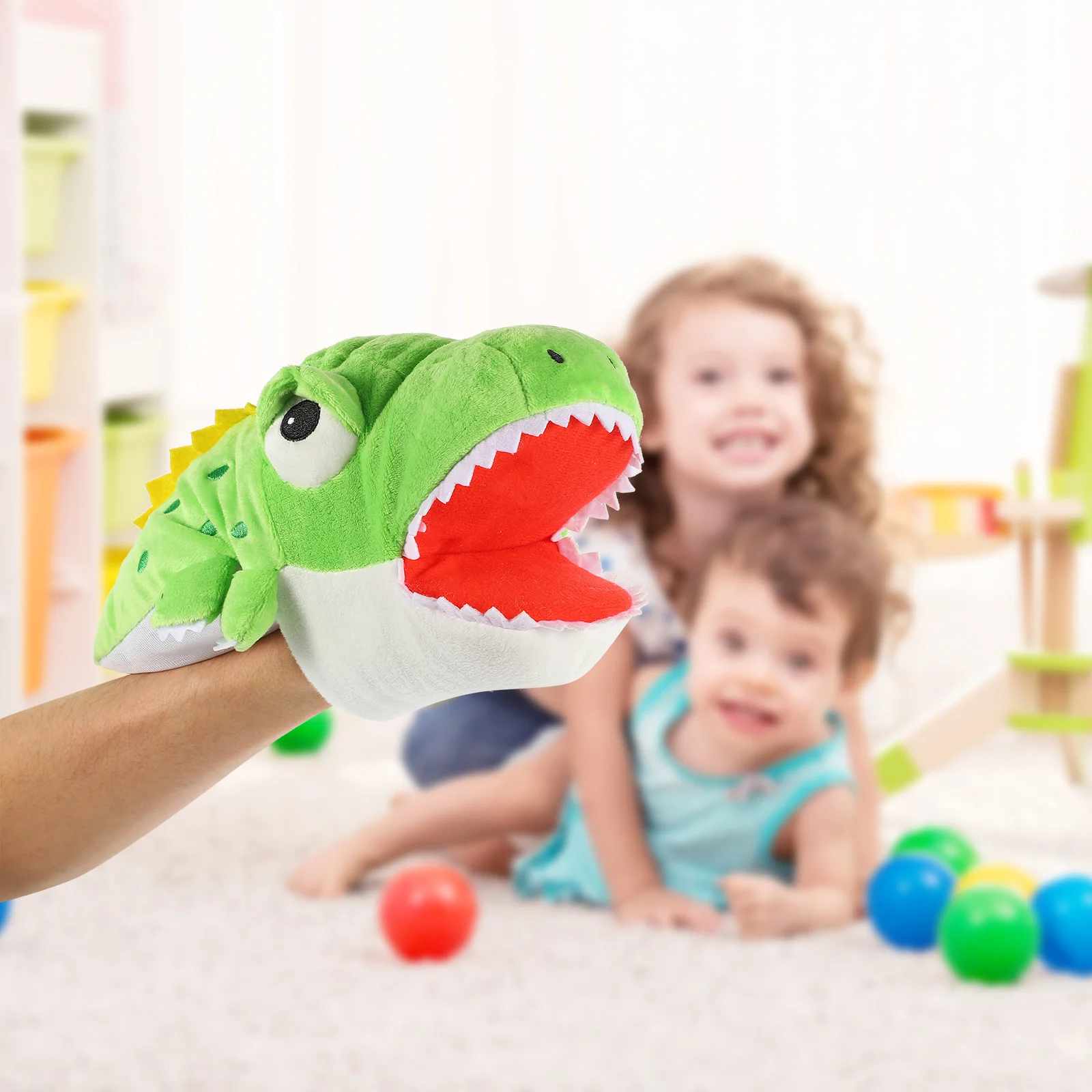 Rollenspiel Puppenspielzeug Alligator Hand Kreative Cartoon-Plüschpuppen für Kinder