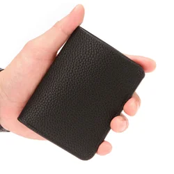 2023 New Soft Men Wallet Solid Color Pu Leather Lychee Pattern Mini Coin Purse Driver's License Card Holder Men's Small Wallet