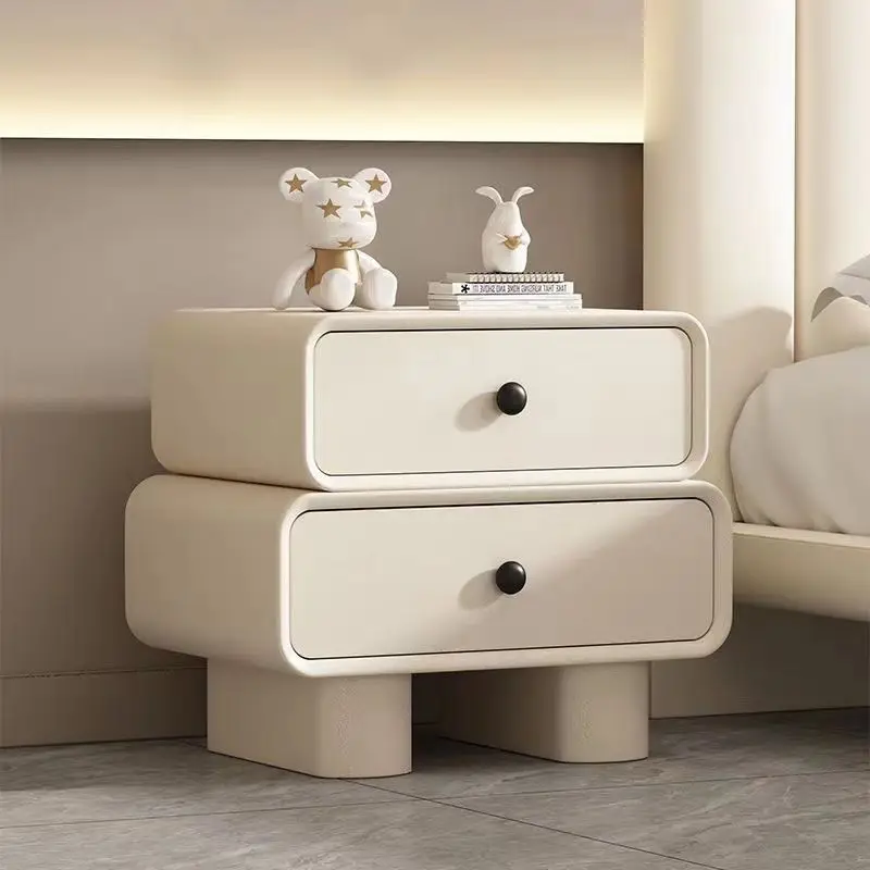 

European Office Wood Nightstands Beige Designer Modern Drawer Bedroom Nightstands Lounges Girls Nachttische Furniture For Home