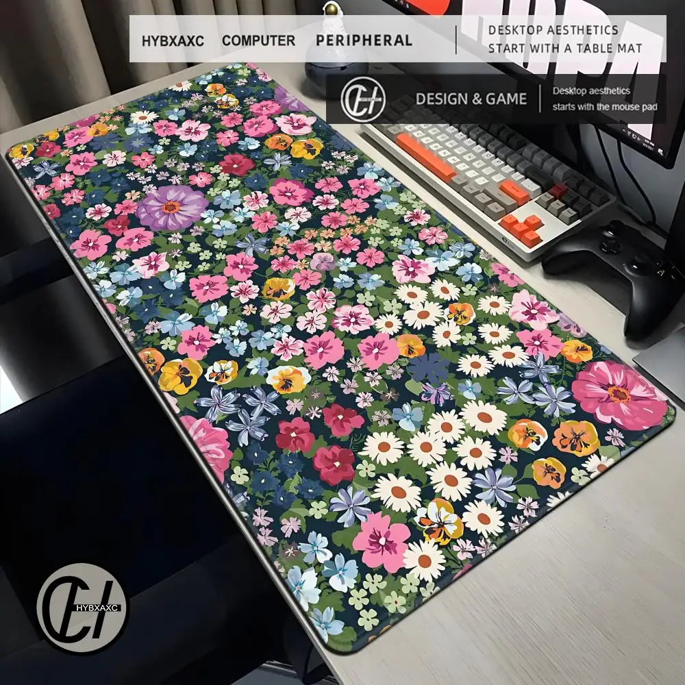 Pink Blooming Flowers Mouse Pad Gamer XL Custom Home New HD Mousepad XXL MousePads Soft Natural Rubber Carpet Mice Pad Table Mat