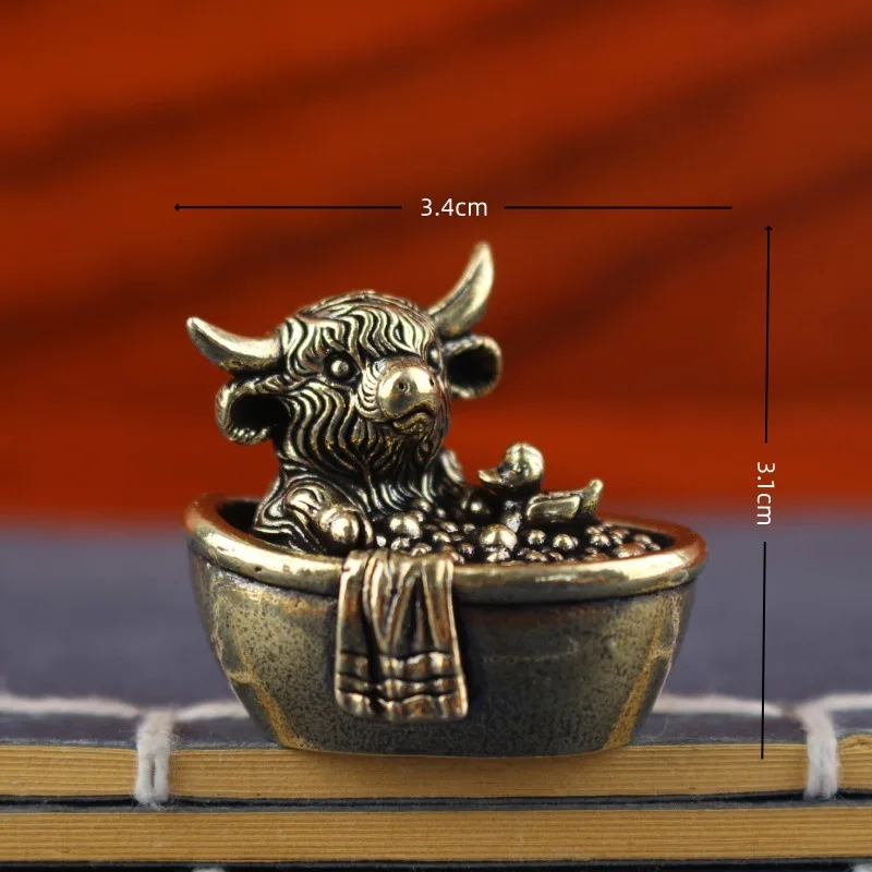 Vintage Messing Highland-Kuh-Figur Halloween Hexen-Zauberer-Statue Miniatur-Tierskulptur Multi-Stil Niedliche Desktop-Heimdekoration – Detail 6