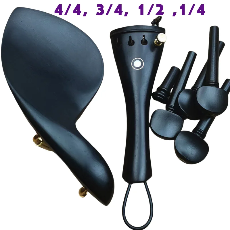 

Ebony 3/4- 4/4 Violin Accessories With Hardware Fiddle Parts 1/2-1/4 Violin Fittings Chinrest Pegs Tailpiece Endpin