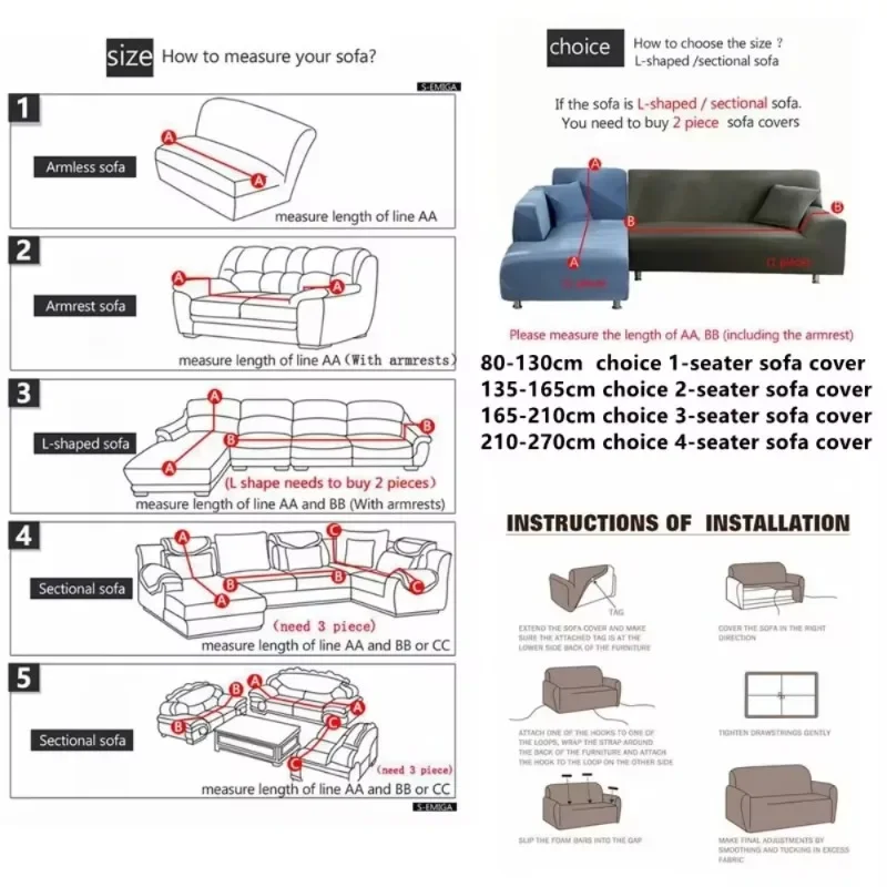 1/2/3/4 Seater Stretch Sofa Elastic Cover Jacquard Slipcover Waterproof Covers Couch Sofa 2024 for Living Room