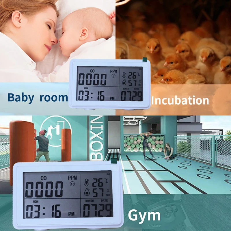 T81C Tuya Wifi Smart Desktop Clock With Alarm Calendar Thermometer Hygrometer CO Detector LCD Display For Alexa And Google