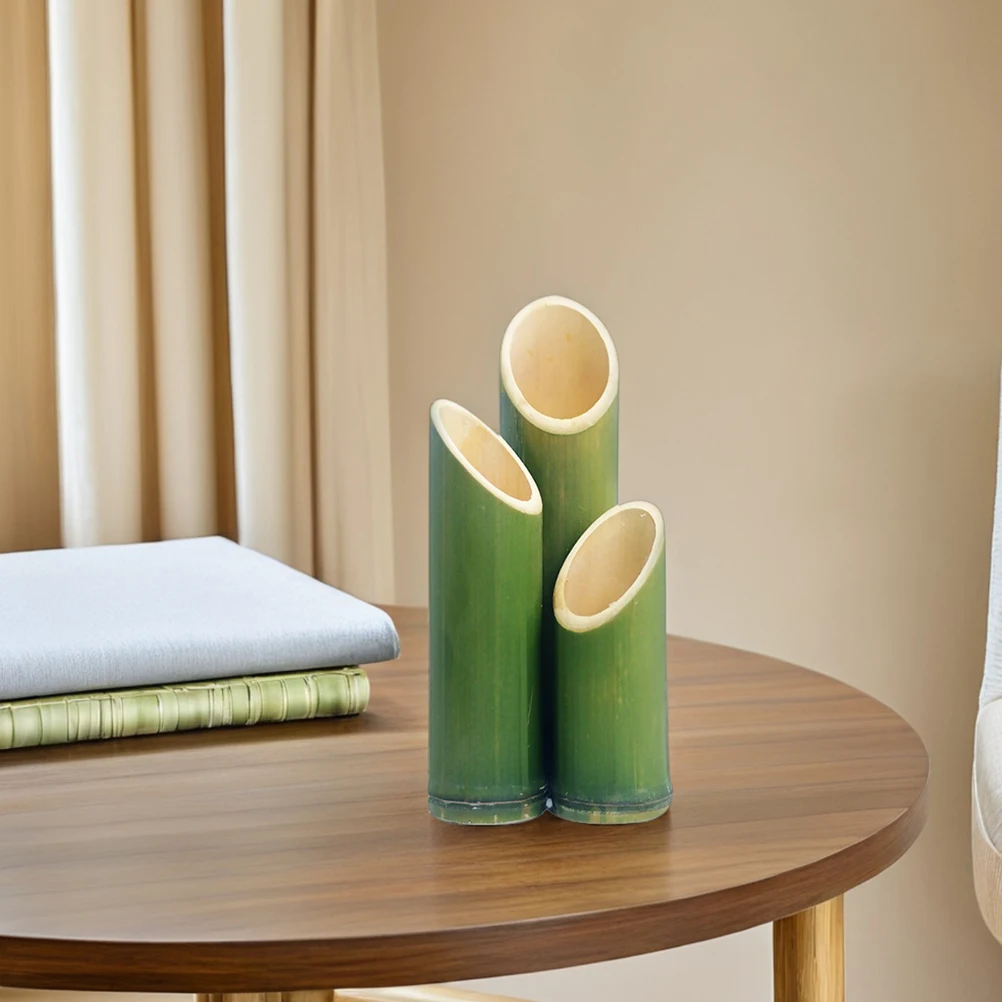 

3Pcs Bamboo Tube Vase Fresh Handcrafted Farmhouse Style Decorative Planter for Flowers Dried Arrangements Wedding Events