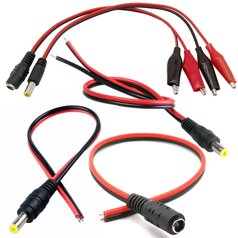 1PCS DC power cord, monitoring camera power connector 12V24V, red and black male wire, female lead wire to crocodile clip wire