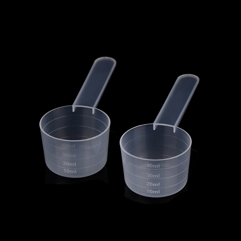 New 10Pcs 40ML 20g Flat Bottom Graduated Measuring Spoon With Scale Transparent Plastic Kitchen Baking Measuring Spoon Tableware