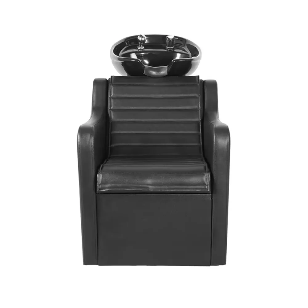 Black Hair Washing Unit Retro Hair Washing Chair  Black Ceramic Basin for Hair Washing Chair and Hairdressing Equipment