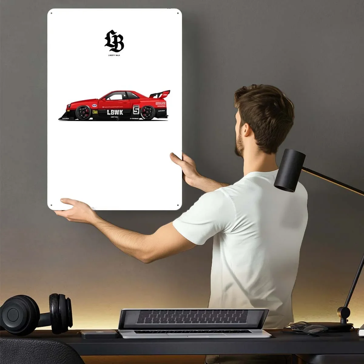 Nissan R34 GTR LB Silhoue Tinplate Signs Classic Car Poster Gamer Room Decoration Man Metal Sign for Garage Wall Art Decoration