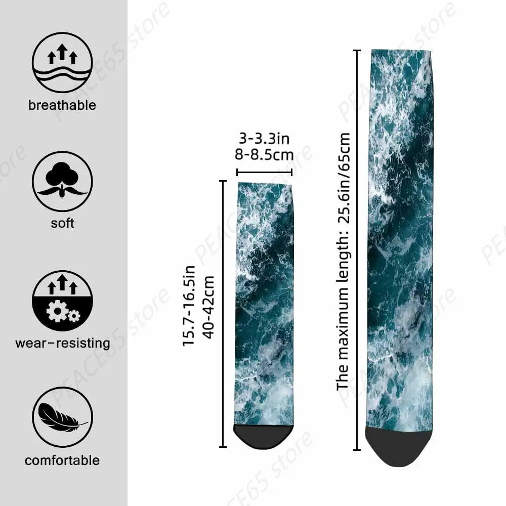 Socks Blue Sea Mens Fun Dress Socks Waves Water River for Women Funny Novelty Crazy Design Socks