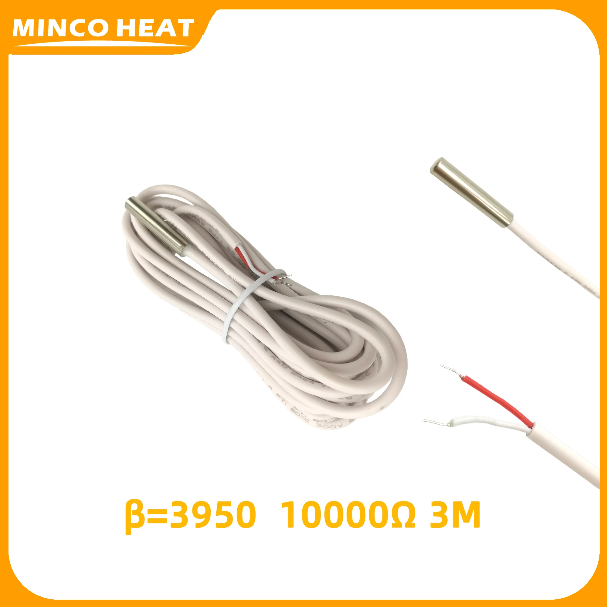 Minco Heat NTC 3950 3435 Sensor Probe for Thermostat 10K Ohm 2m 3m Waterproof Metal Plastic Optional