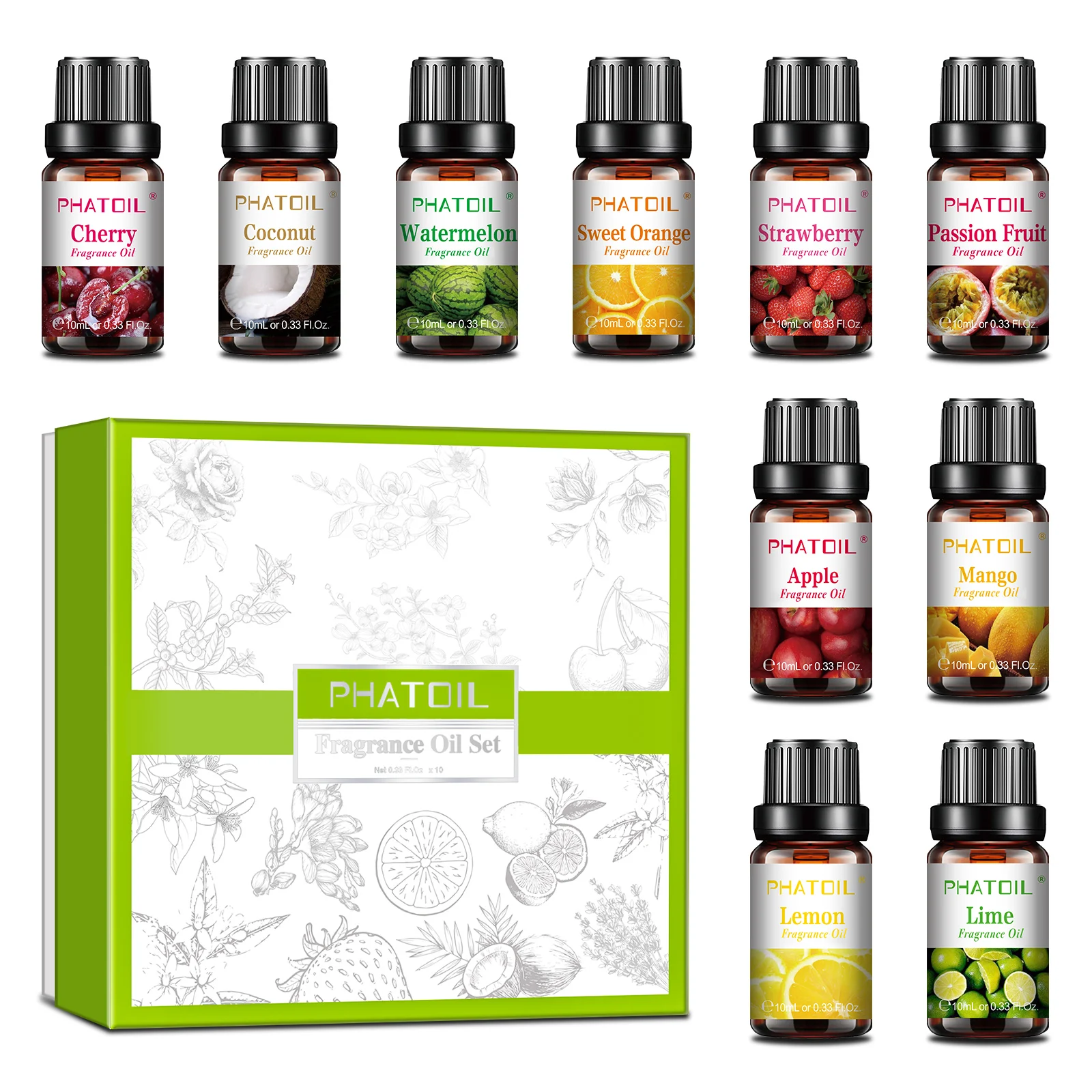 Fragrance Oil Set - PHATOIL 10PCS Set Hadiah Minyak Aroma