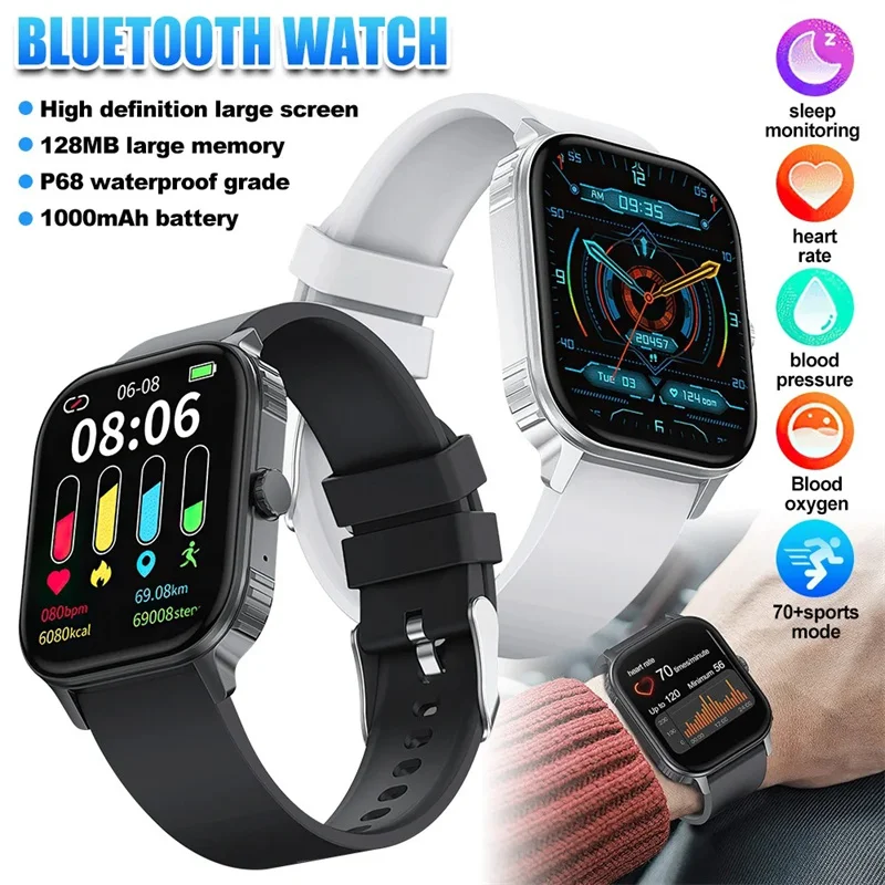 

Смарт-часы 2,04 дюйма, HD-дисплей, Bluetooth-вызов, ответвление о сообщениях, монитор здоровья, 70 спортивных режимов, умные часы для мужчин и женщин