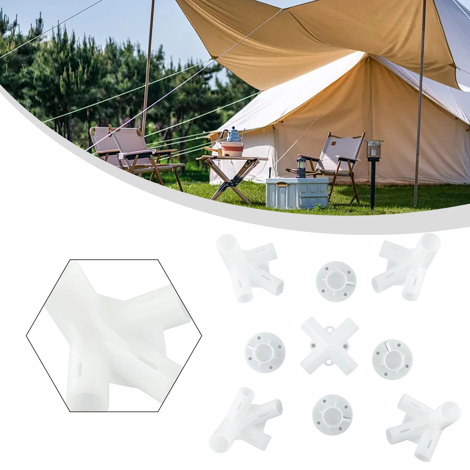 

9 Pcs/set Spare Parts Feet Corner Center Connector Degree Tee Connector PVC Pipe Fitting DIY Tent Fixed Fittings Hot！