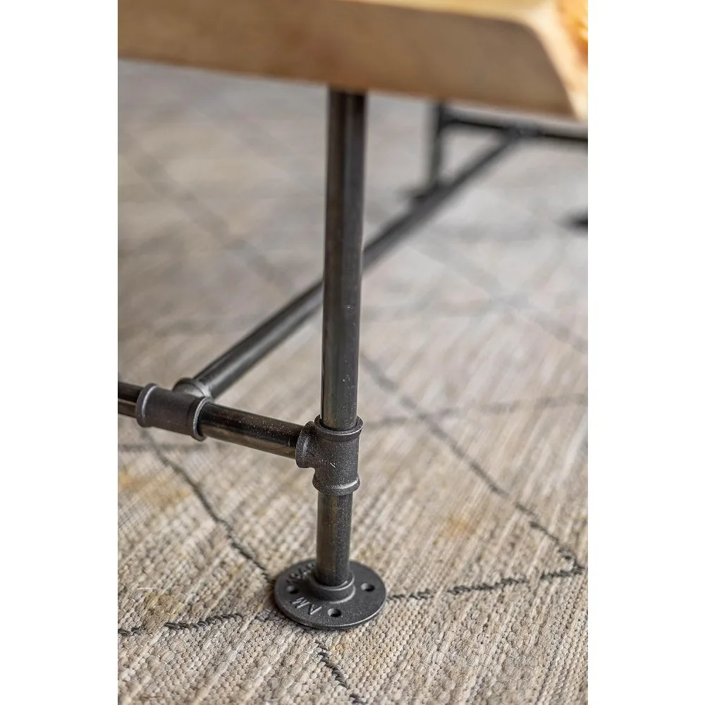 수제 SRLWerks 산업용 파이프 및 목재 커피 테이블 라이브 엣지 소박한 빈티지 커피 테이블 — 하우스 모던 커피 테이블 — Na