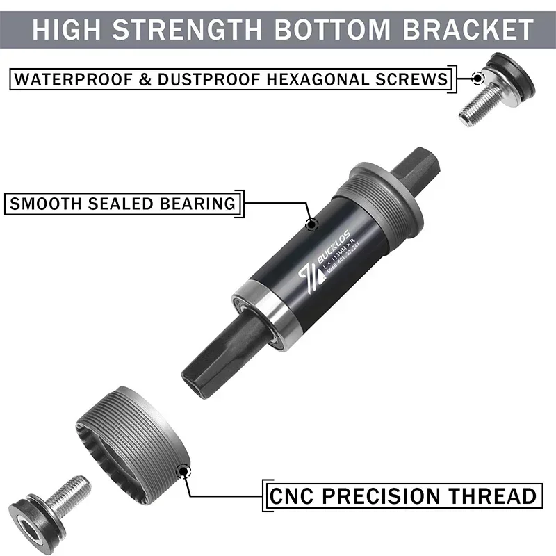 BUCKLOS BB68 Square Hole Bottom Bracket MTB Road Bike BB 116/118/120/122.5/127/140/152/156/166/174mm Bicycle Bottom Bracket view 3