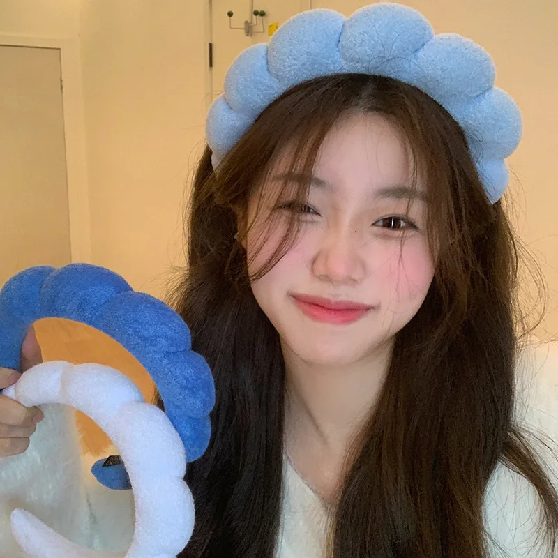 

Wash Face Hair Hoop For Women Girls Cloud Headbands Fresh Blue White Pink Hairbands