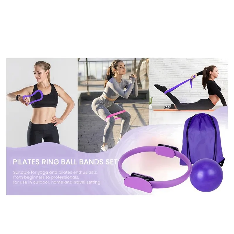 ABJV Home Pilates Essential Kit-Pilates Equipment Set Including Figure 8 Resistance Band, Yoga Ball& Accessories