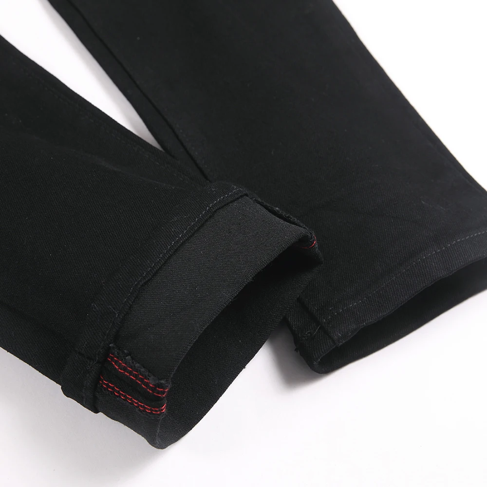 الرجال جوكر طباعة الجينز مهرج شخصية التصحيح سليم مدبب السراويل فاسق الأسود الدينيم سراويل قطنية #5