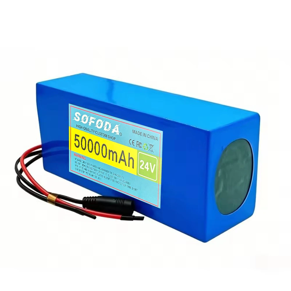 Large capacity 24V 50Ah 18650 lithium battery 24V 50000mAh lithium-ion battery pack with built-in protection board，with charger