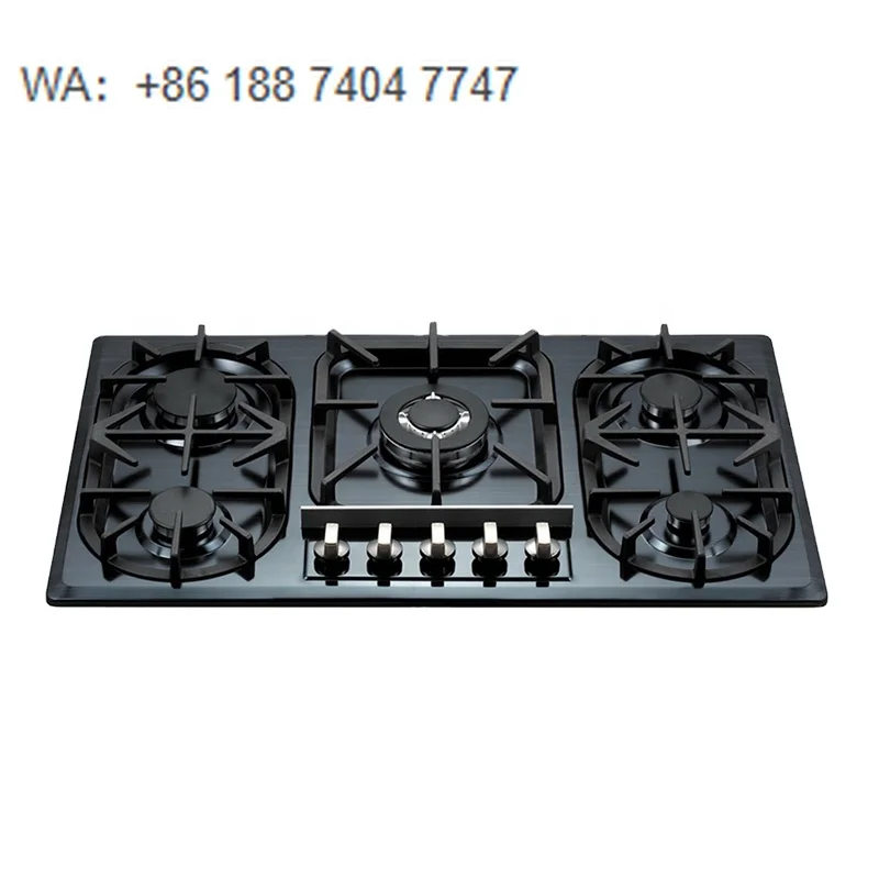 Ultimate 5-Burner Built-in Gas Stove,Black Glass Kitchen Hob with Heavy-Duty Cast Iron Grates, NG/LPG Compatible
