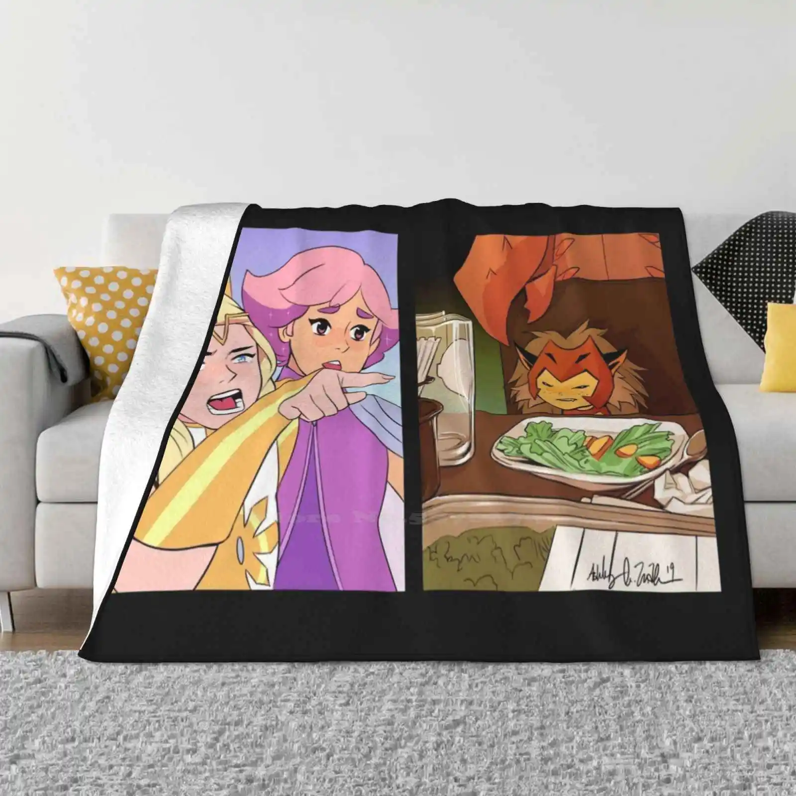 She-Ra Yelling At Catra Meme Best Selling Room Household Flannel Blanket She Ra Catra Cat Meme Glimmer