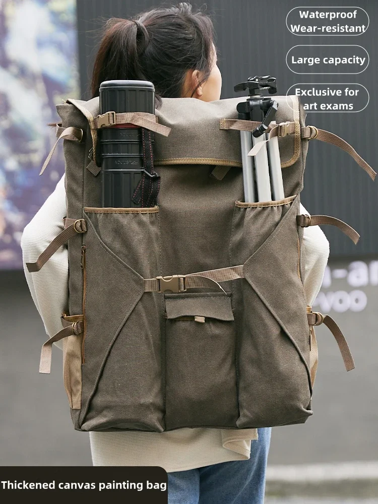4K High Capacity Canvas Art Bag for Art Students Painting Examination Sketching Board Storage Bag Thickening Portable Backpack