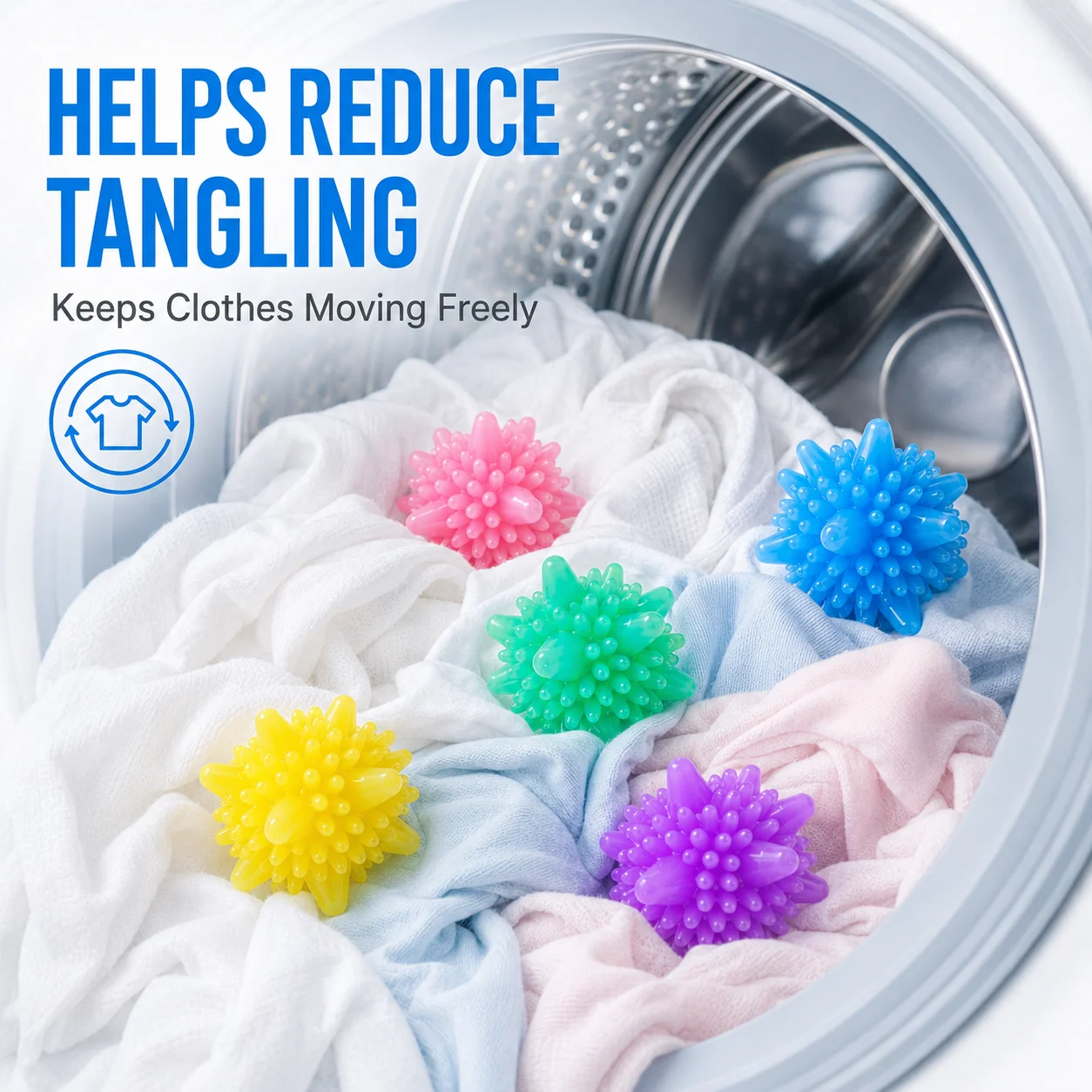 5Pcs Reusable Laundry Washing Balls PVC Anti-Tangle Dryer Balls Soft Cleaning Balls for Washing Machine Random Colors