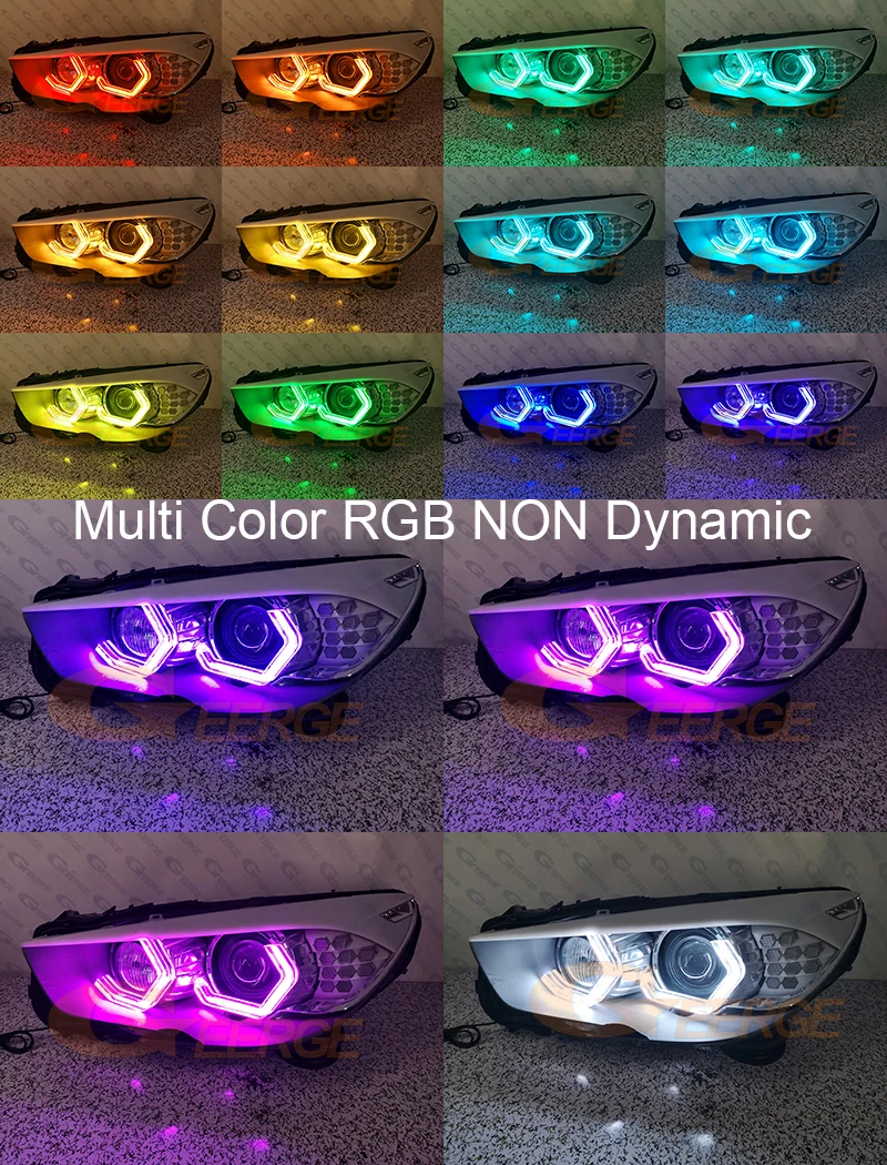 For BMW 5 Series GT F07 2009 - 2013 Crystal Concept M4 Iconic Style Dynamic Sequential Multi Color RGB LED Angel Eyes Halo Rings