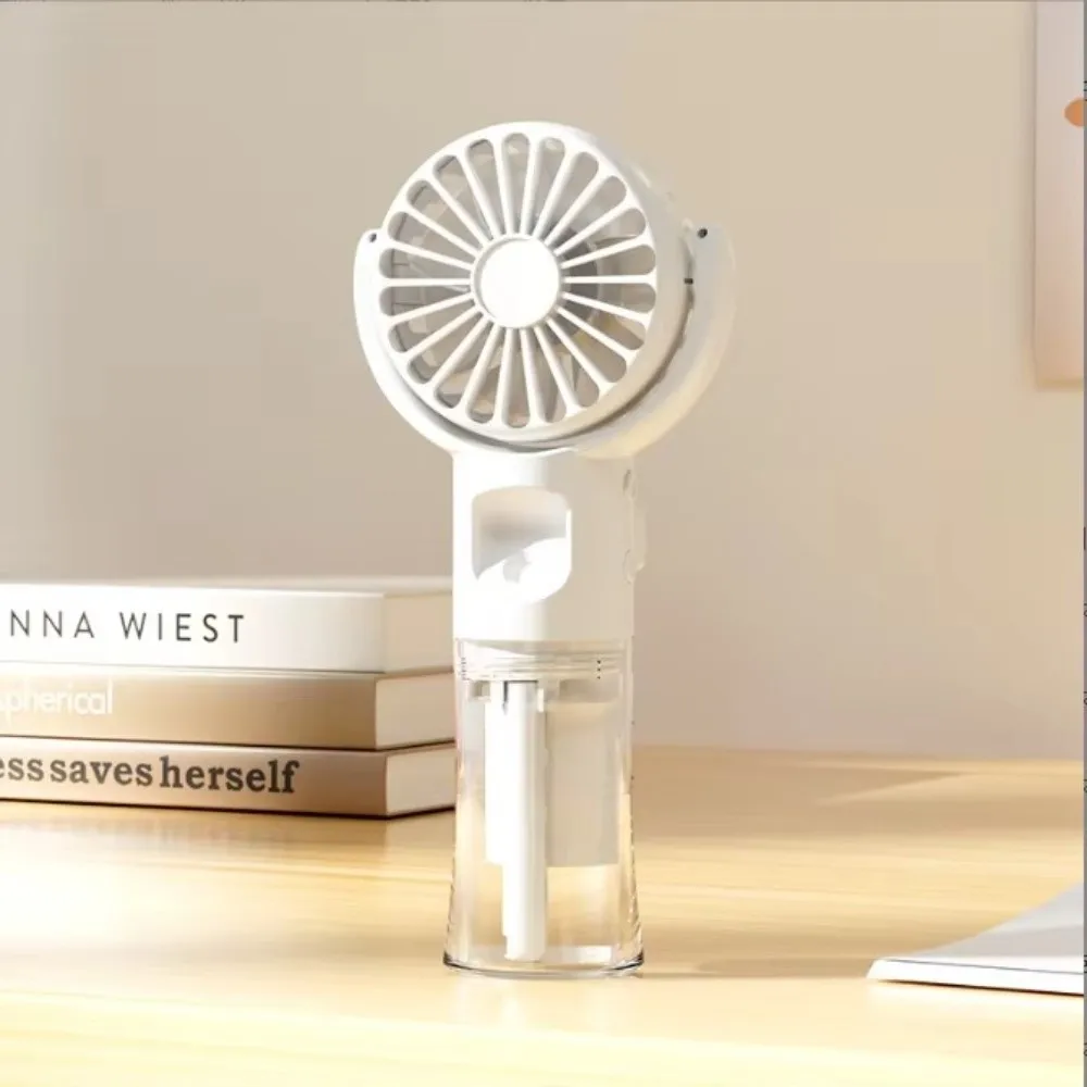 4-Speed Adjustment Mini Handheld Fan Water Mist Strong Wind Spray Fan with Humidifier USB Rechargeable Ultra-quiet