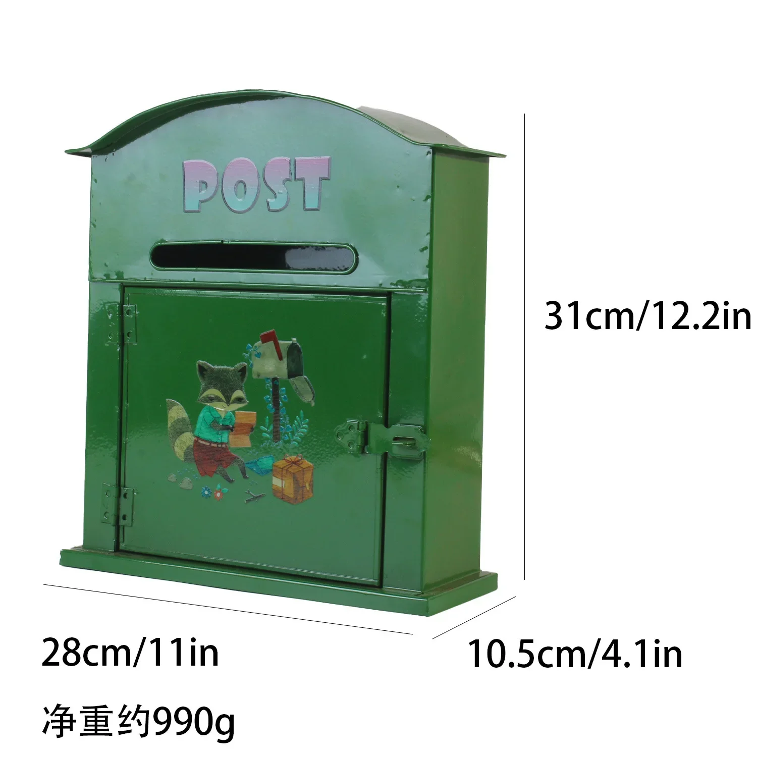 Wall-mounted mailbox green metal mailbox retro style decorative handicrafts French pastoral style
