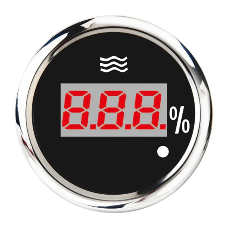 52mm Digital Water Level Gauge 0-190 Ohm 240-33 Ohm Universal Water Tank Level Meter Red Backlight with Alarm Black