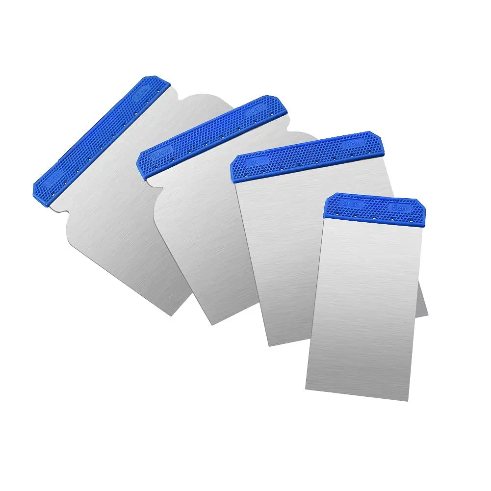 4 Pcs Shankless Blade Painting Tools Putty Knife Wall Plastering Cleaning Blade Shovel Hand Construction Tools for Mixing Putty