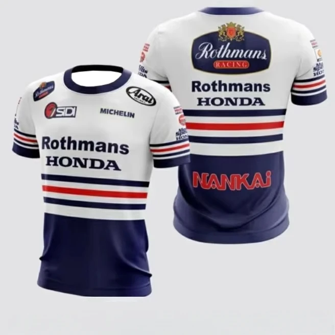 

New Men's Summer Locomotive Style T-shirt Honda Comfortable Casual Breathable Sweat-absorbing Short-sleeved Motorcycle Top