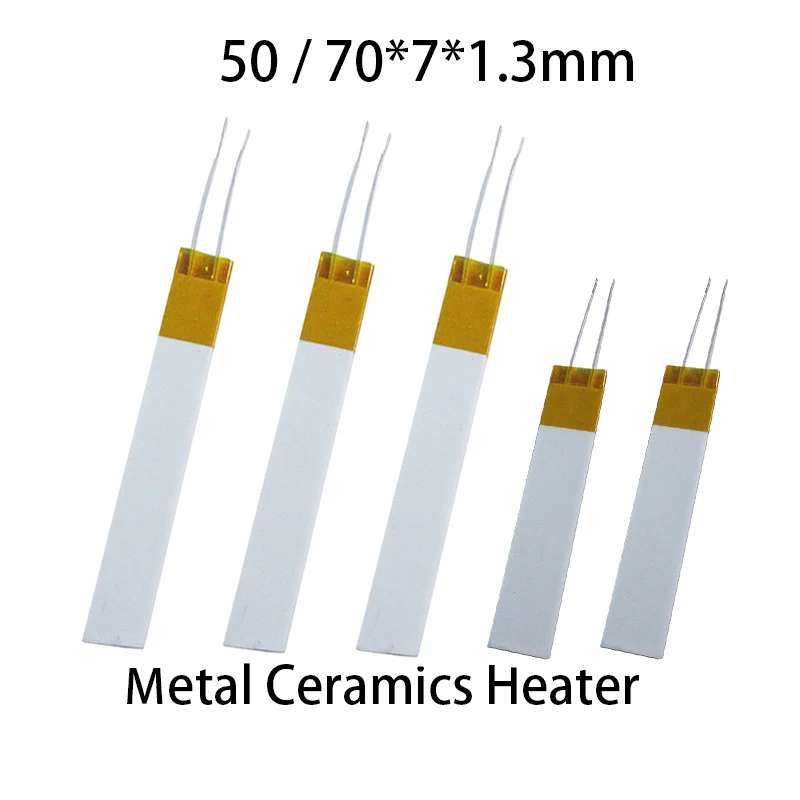 Placa de calor de alta temperatura, 1,3mm x 7x50/70, 3,7 V/5V/12V/24V/36V/110V/220V, 2,5 W-300W, HTCC, alúmina, PTC, Metal MCH calentador de cerámica